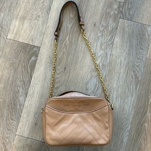Beige Tory Burch Adjustable Crossbody Purse